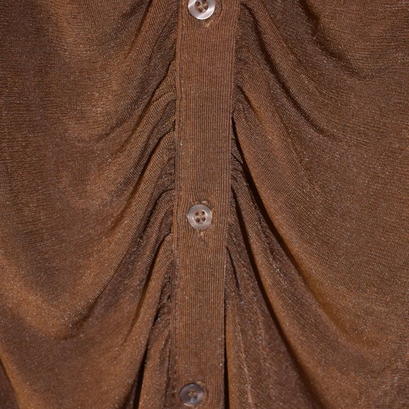 Rue 21 Brown Gathered Short sleeve Shirt Ruched Dress size - Picture 7 of 16